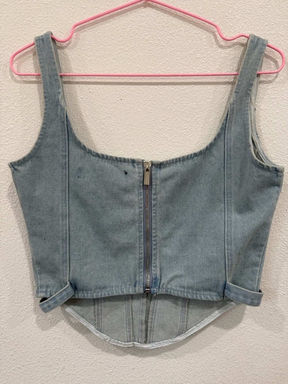 Manière De Voir Denim Corset Top Zip Front Bustier Blue Size 10 - Picture 3 of 9